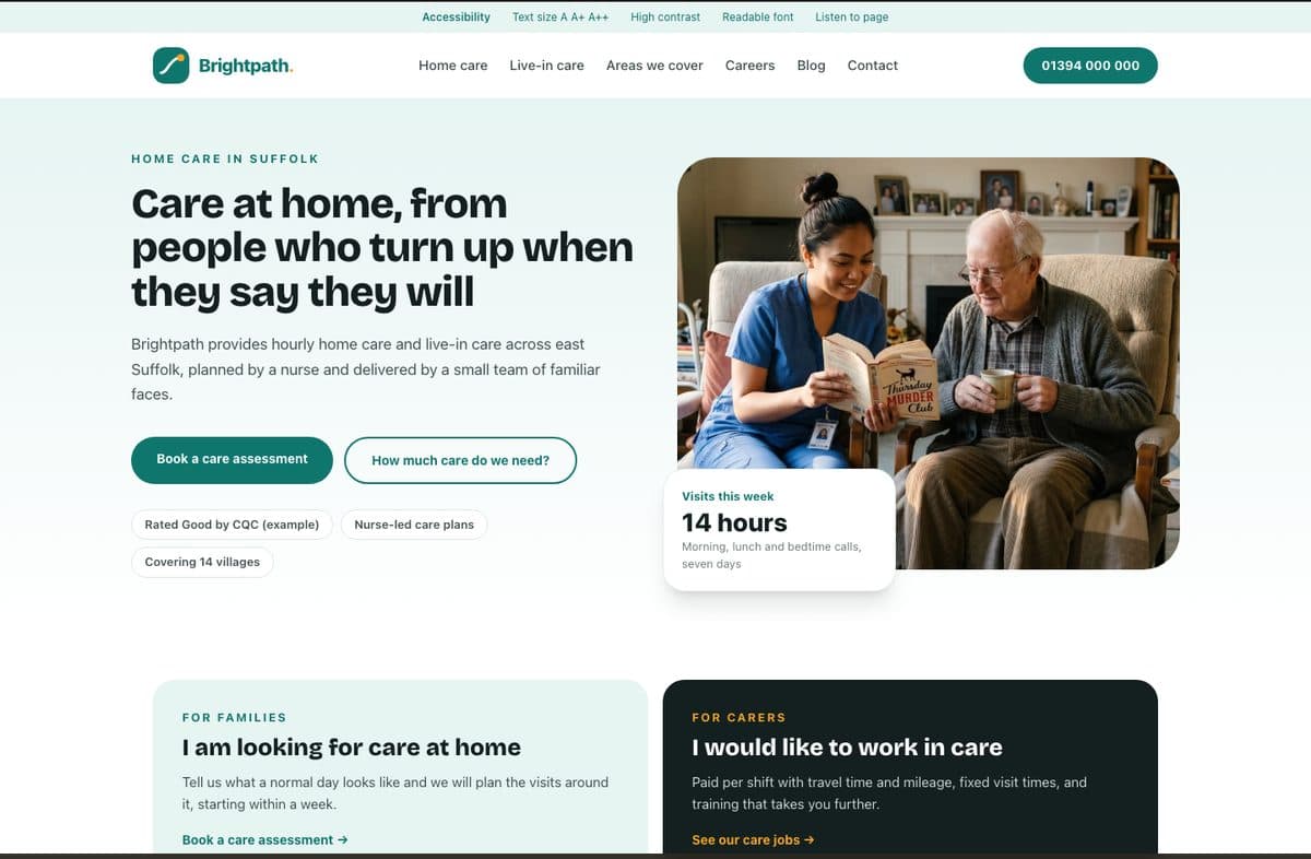 Brightpath, a home care website design
