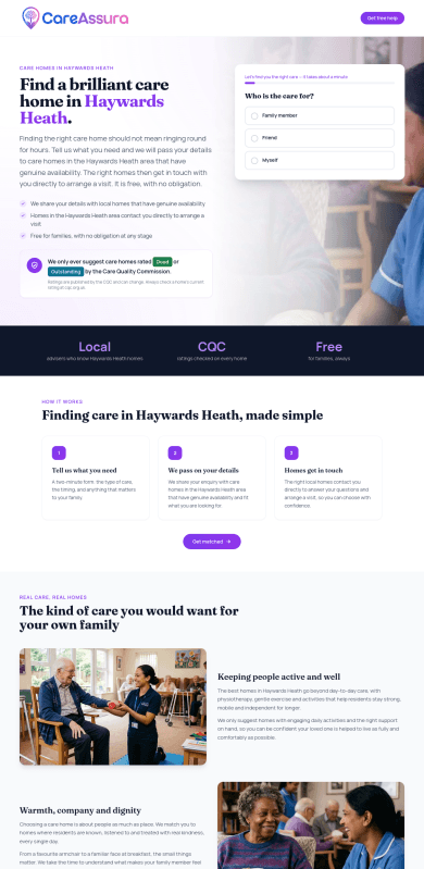 An image showing a new care home website that TRG Digital developed in a mobile view