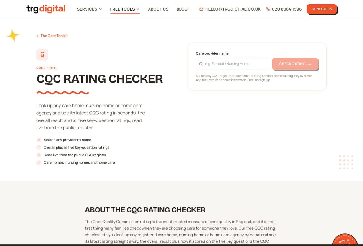 Our CQC rating checker