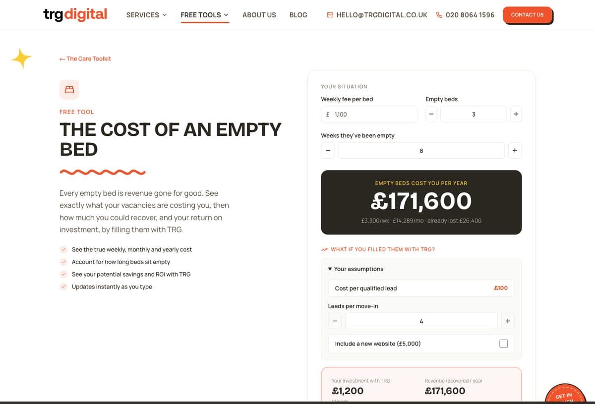Our cost of an empty bed calculator