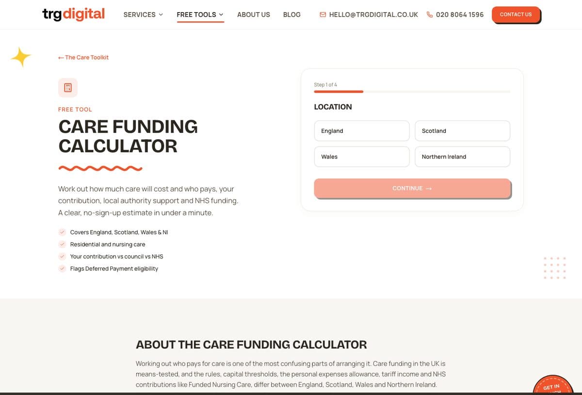 Our care funding calculator